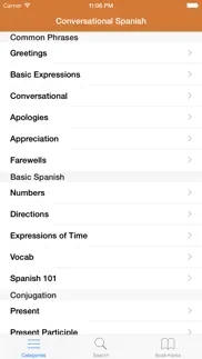 spanish phrasebook: conversational spanish iphone screenshot 1