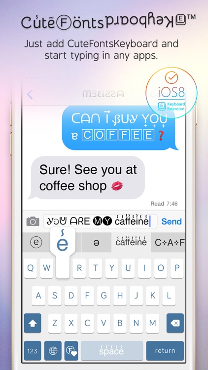 Cute Fonts Keyboard Extension FREE - Type with Cutie Fonts and Choose Beautiful Word from Suggestion Bar screenshot-0