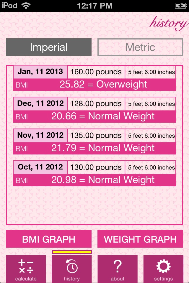 Weight and BMI Diary screenshot 3
