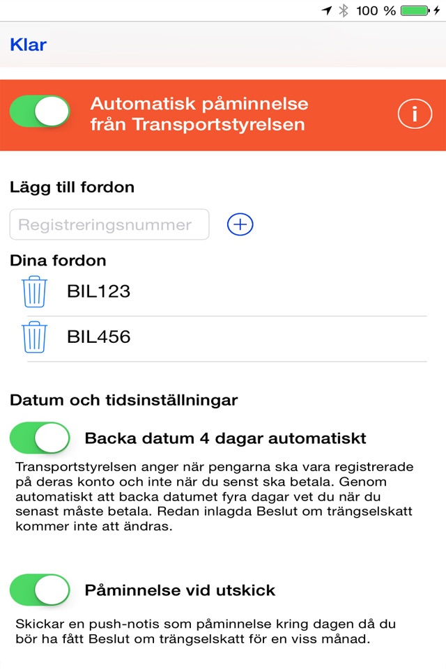 Trängselskatt Automatisk påminnelse screenshot 3