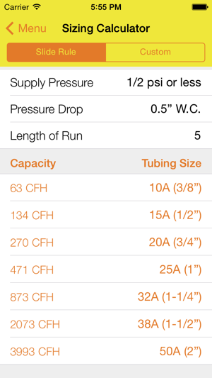 Wardflex Gas Pipe Sizing Chart