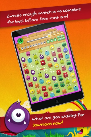 Cute Monster Heroes Match Threes Puzzle Game screenshot 2