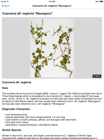 NZ Coprosma Key iPad screenshot 4 - Reference app