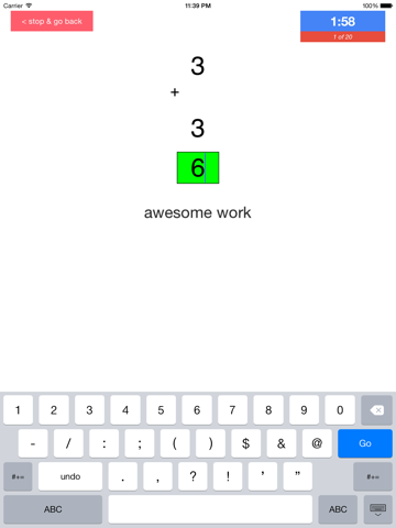 Math Facts Additions iPad screenshot