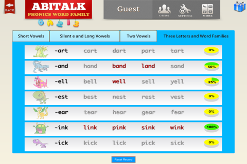 ABC Phonics Word Family -  preschool kindergarten reading skill screenshot 2