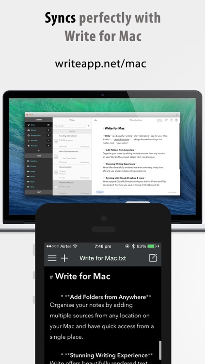 Write for iPhone - A Note Taking and Markdown Writing App screenshot-3