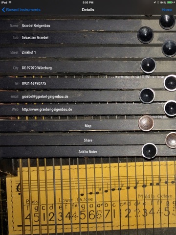 Guarneri - List of the music luthiers/-stores in DE, AT & CH iPad screenshot 4 - Music app