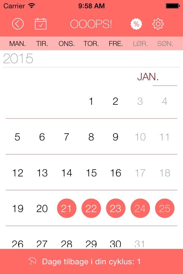 Ooops! - women's calendar menstrual cycle screenshot 2