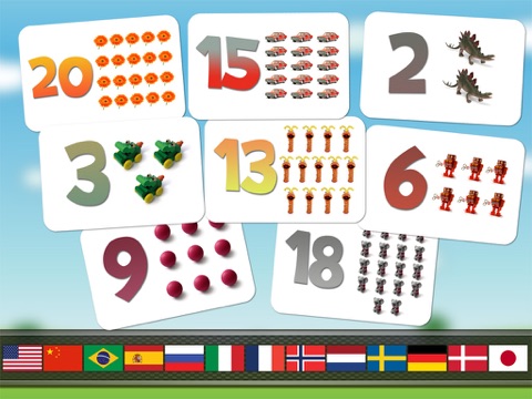 Numbers game 1 to 20 flashcards iPad screenshot