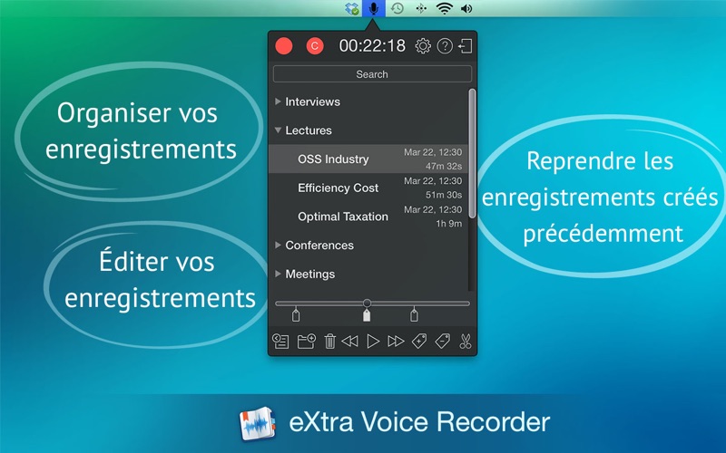 Screenshot #1 pour eXtra Voice Recorder Pro.