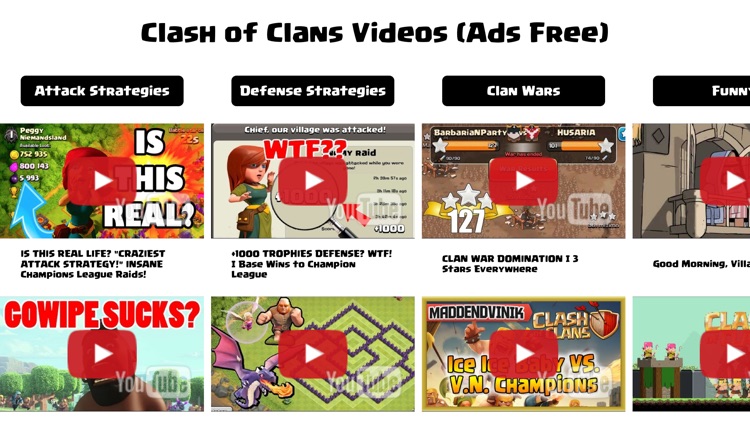 Videos "for Clash of Clans" - Guide, Funny, Tutorial