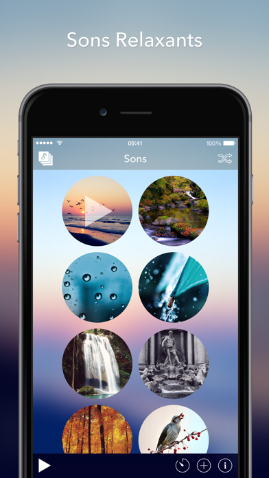 Screenshot #1 pour Relax Sounds - Des mélodies naturelles et ambiantes relaxantes. Aide à mieux dormir, à calmer bébé, à générer un bruit blanc, à pratiquer la méditation et le yoga