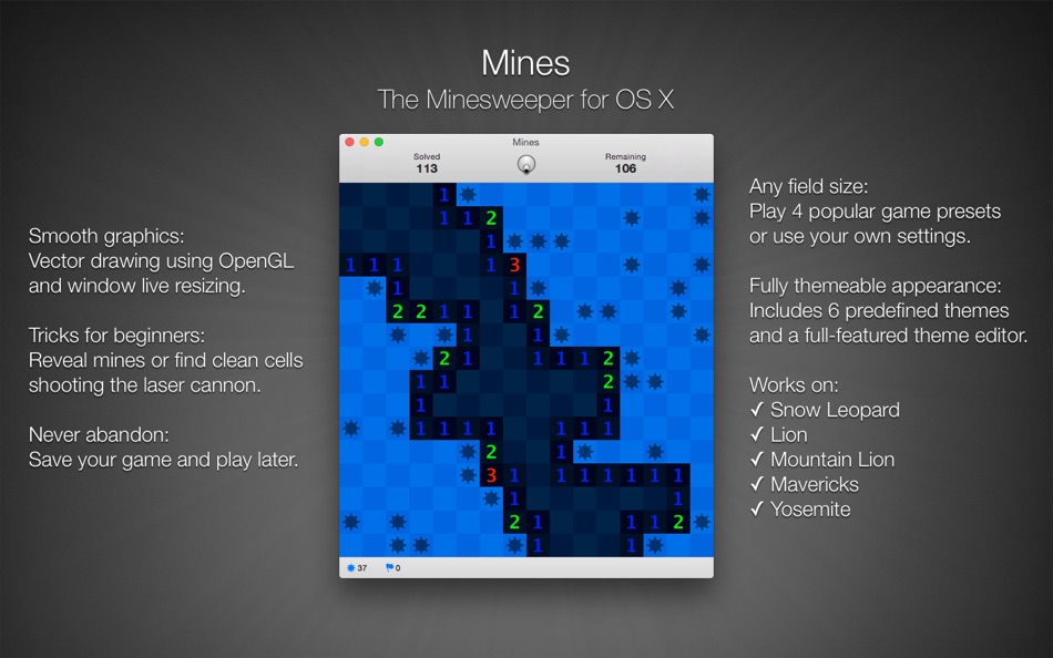 #1. Mines (macOS) 由: Manuel Sainz de Baranda