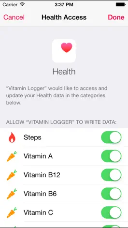 Game screenshot Vitamin Logger - Log your vitamin intake into Health App apk