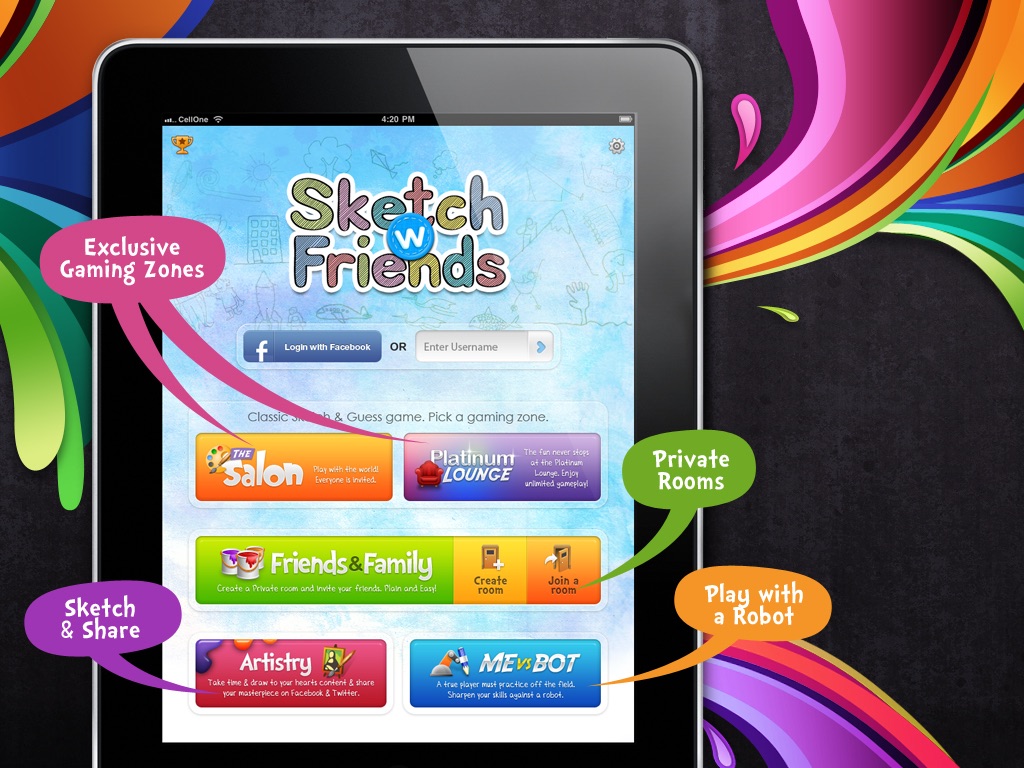 Sketch W Friends ~ Free Multiplayer Online Draw and Guess Friends & Family Word Game for iPad screenshot 2