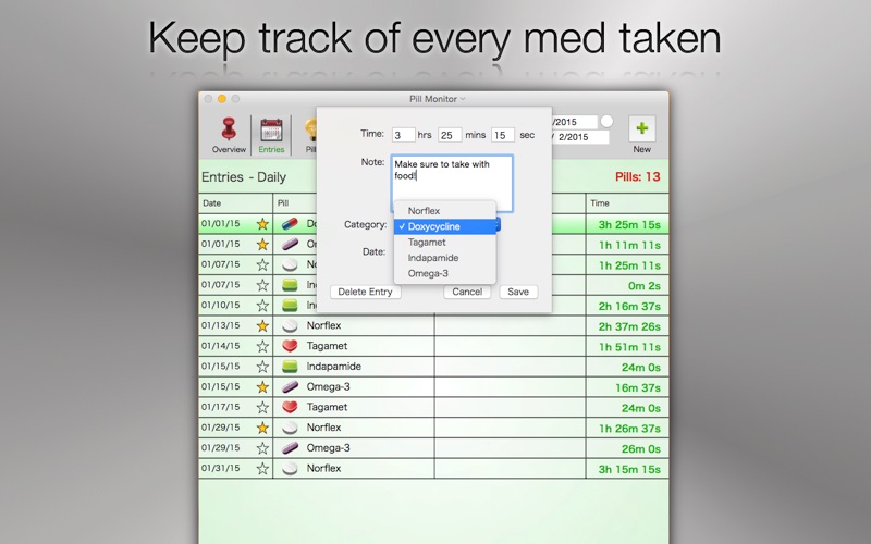 Pill Monitor - medication &amp; pill reminder log thumbnail 1