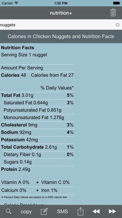 nutrition+: Food & Calorie Information and Nutritional Content