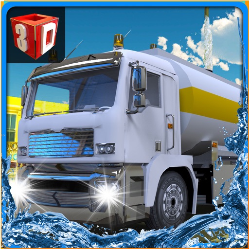 3D Water Truck Simulator - Road cleaning, plantation and watering simulation game icon