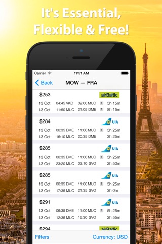 Find The Cheapest Flight Tickets. Search and compare airfares from 1,038 airlines! screenshot 2