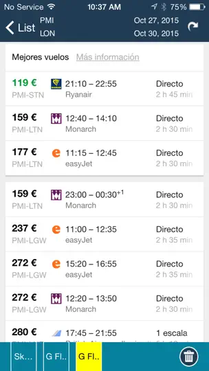 Captura de pantalla de Palma De Mallorca Airport Info en iPhone 5