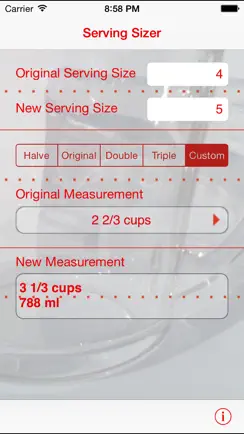 Serving Sizer recipe converter iPhone image 1