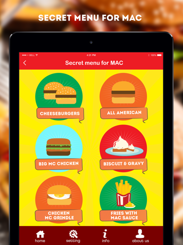 Screenshots of Secret Menu for McDonald's - McD Fast Food Restaurant Secrets for iPad