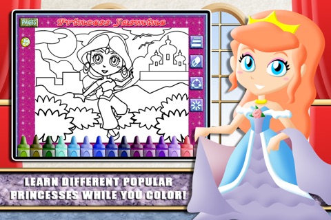 Princess Coloring World: Girls First Fingerpaint Color and Emoji Sticker Book (PRO) screenshot 2