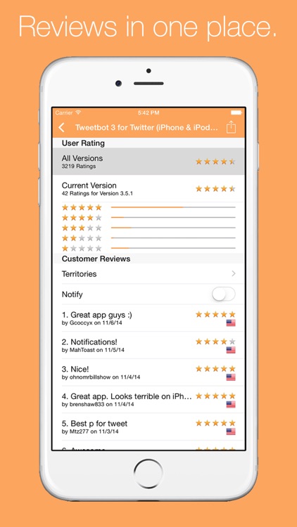 Reviews for iOS