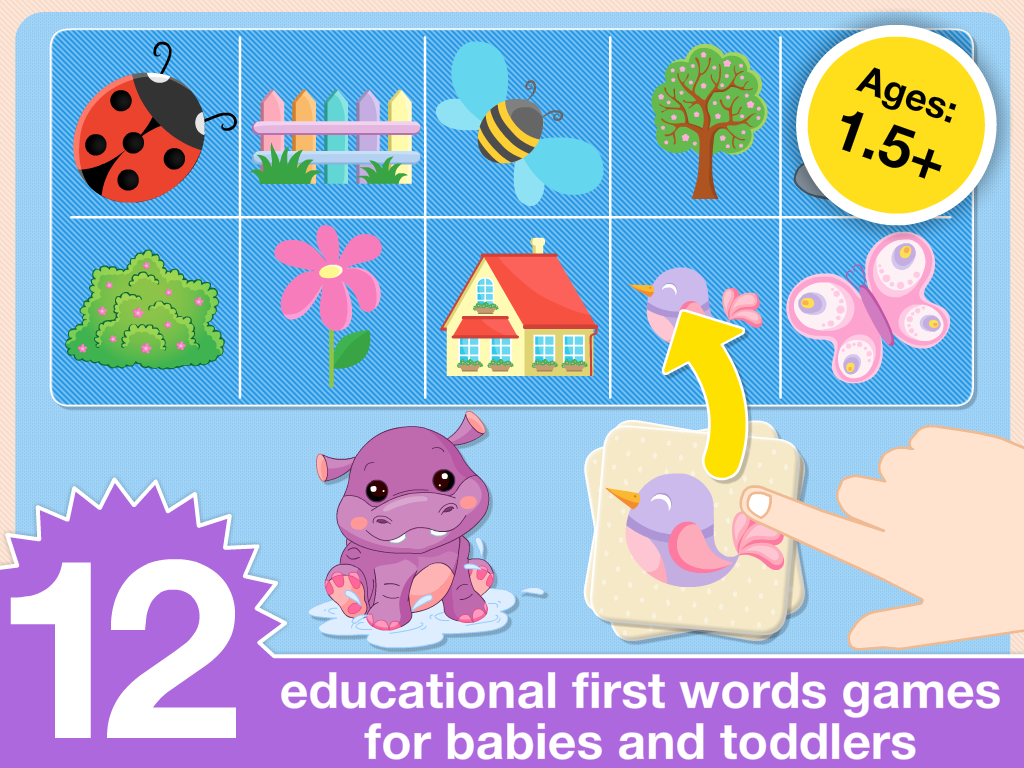 Baby First Words. Matching Educational Puzzle Games for Toddlers and Preschool Kids by Abby Monkey® Learning Clubhouse