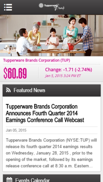 Tupperware Investor Relations by Q4 Web Systems