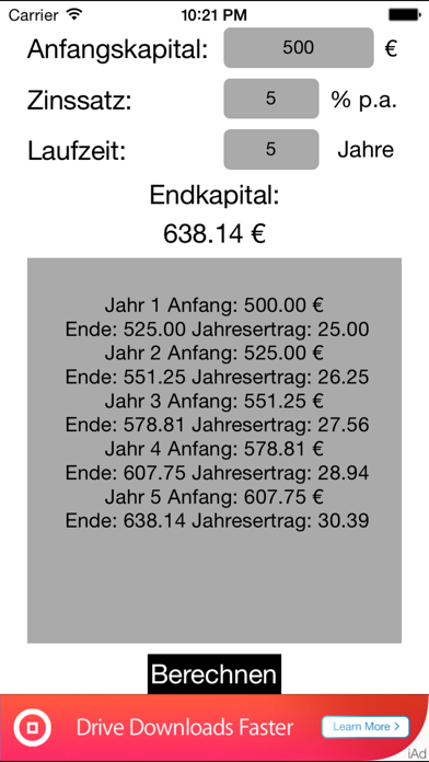Screenshot #3 pour IsI Zinseszins-Rechner