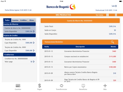 Banco de Bogotá para iPad screenshot 2