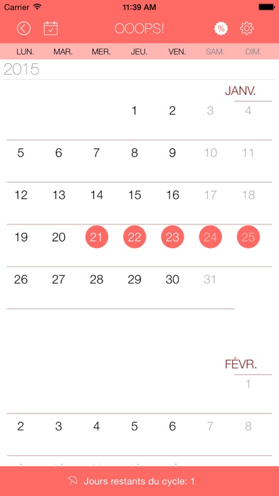 Screenshot #2 pour Ooops! calendrier pour femmes – calculez votre cycle et votre ovulation mensuels, calculez votre cycle menstruel, calculateur de cycle menstruel
