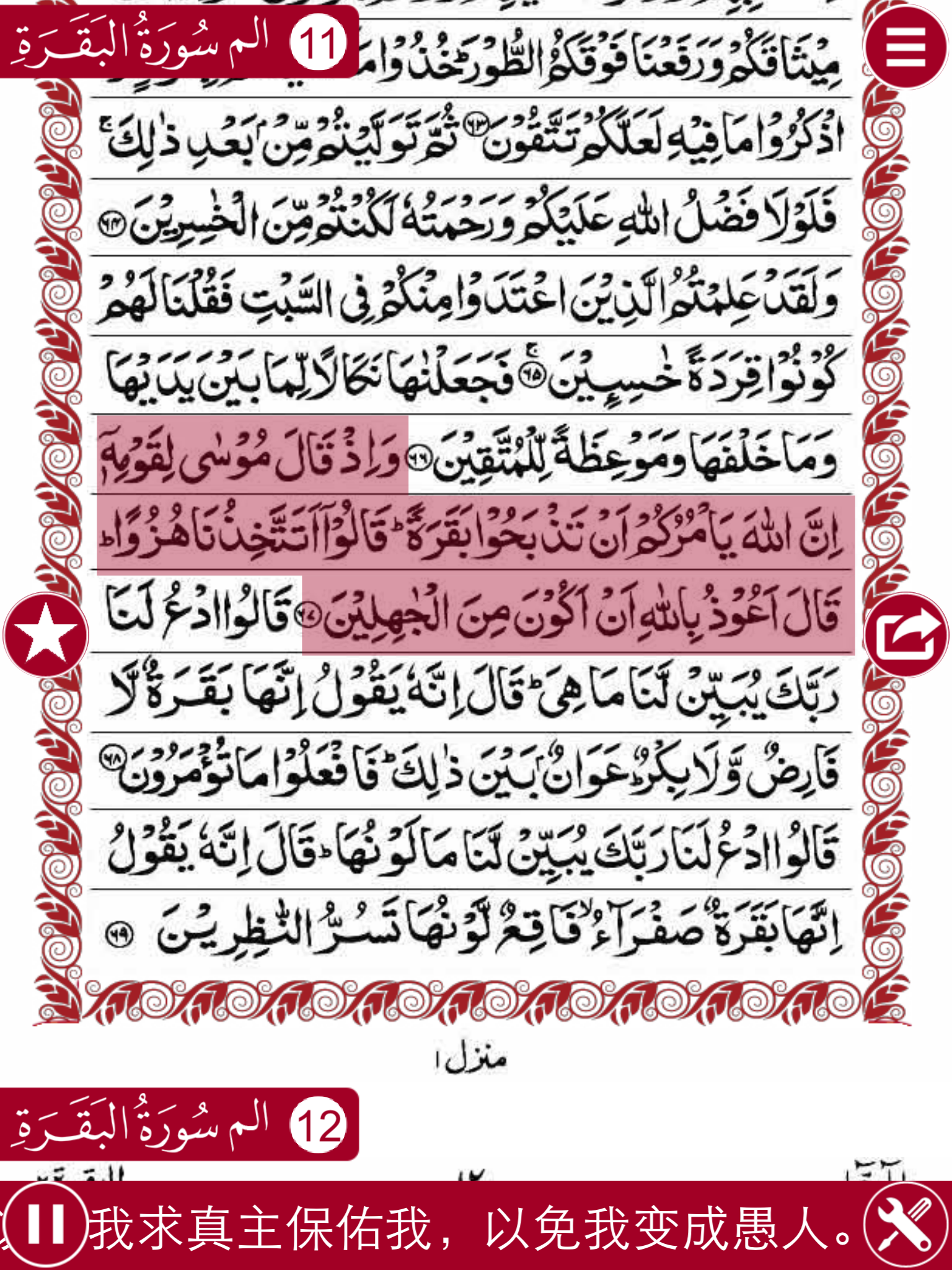 Holy Quran Complete Offline Recitation and Chinese Audio Translation (100% Free)