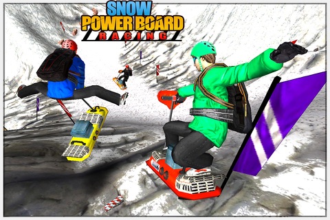 Snow Powerboard Racing ( 3D Speed Sports Power board stunts racing offroad game on Fast ice road tracks with real ragdoll physics ) screenshot 4