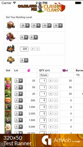 Game screenshot Troops and Spells Cost Calculator/Time Planner for Clash of Clans mod apk