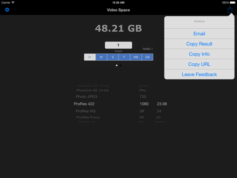 Screenshot #5 pour Video Space Calculator