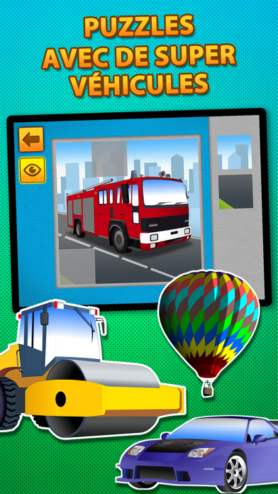 Screenshot #1 pour Puzzles pour enfants avec des voitures, des camions, des véhicule d'intérêt général, des véhicules de transports et des engins de chantier – Free