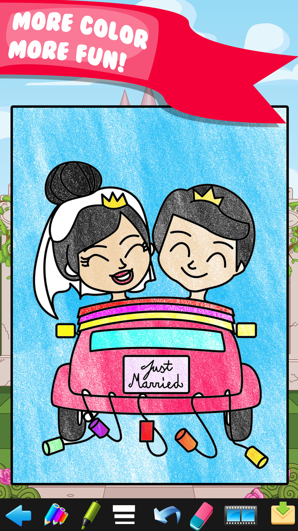 Princess Coloring Book Drawing Doodle - Draw Game for Toddler Preschool Kids! screenshot 3