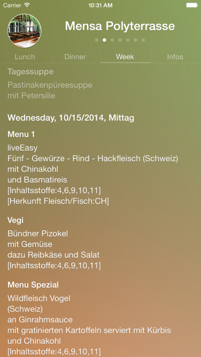 Screenshot #3 pour ETHZ Mensa - Uni Zürich Mensa