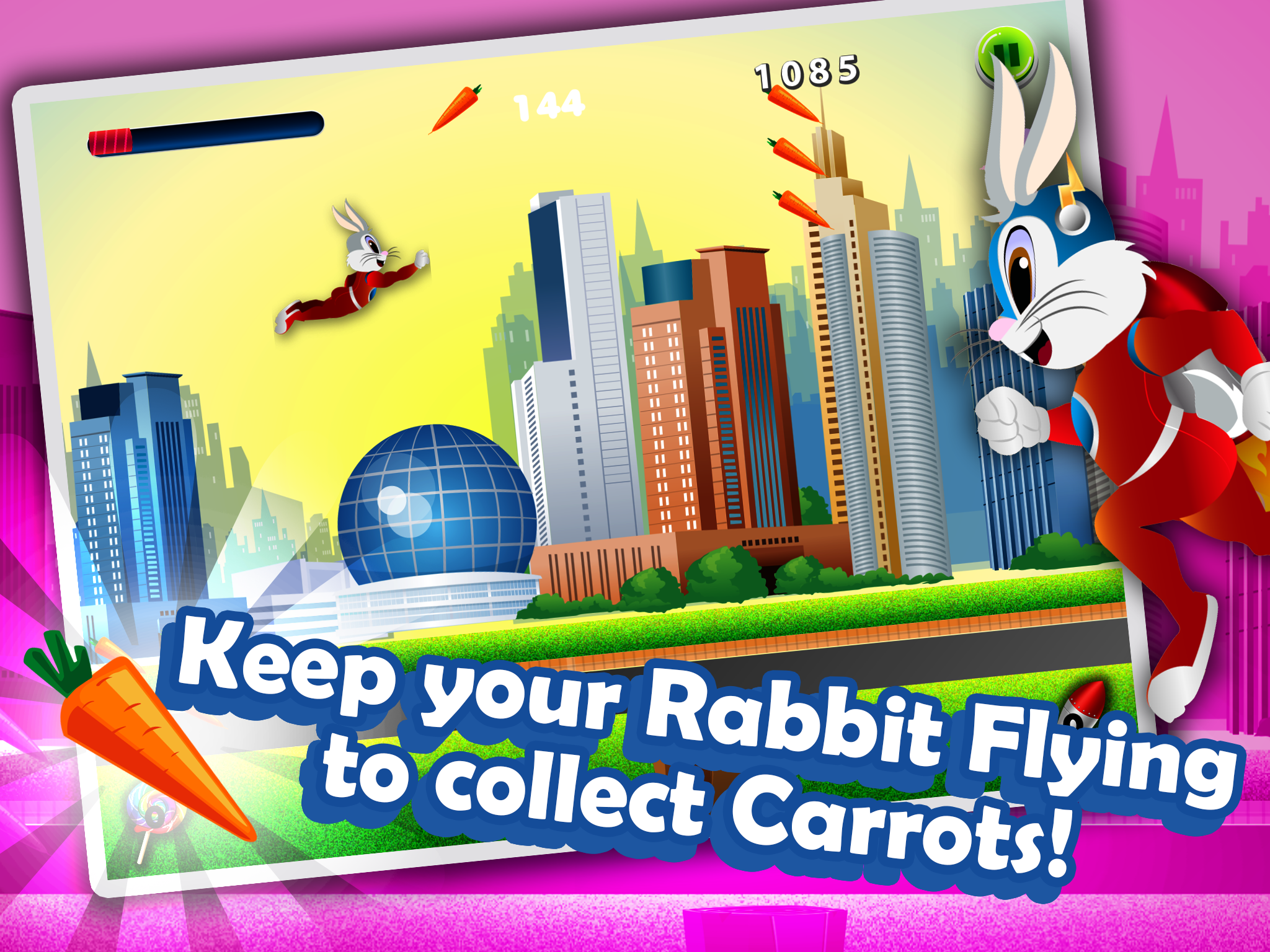 A Super Hero Rabbit Dash Jump Flying Fun Race Game screenshot 6