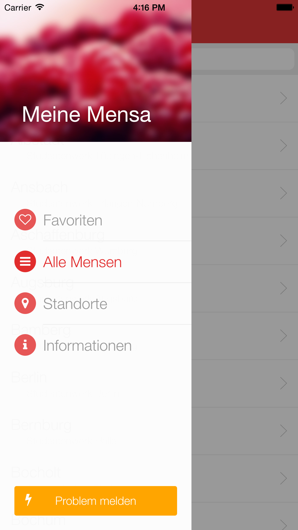 Meine Mensa - Speiseplan für alle Universitäten und Hochschulen in Deutschland