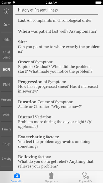 Clinical Skills - History, Symptoms & Physical Examination Screenshot