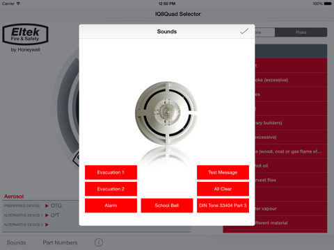 IQ8Quad Selector Eltek iPad screenshot
