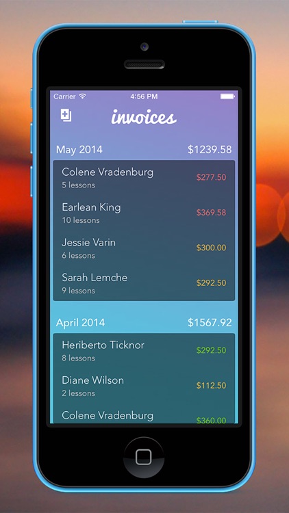 Lessons Invoicing