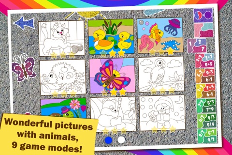 Colorful math Free «動物» - 子供のための楽しいぬりえ数学のゲームを訓練乗算表に、精神的な加算、減算、除算のスキル！のおすすめ画像4