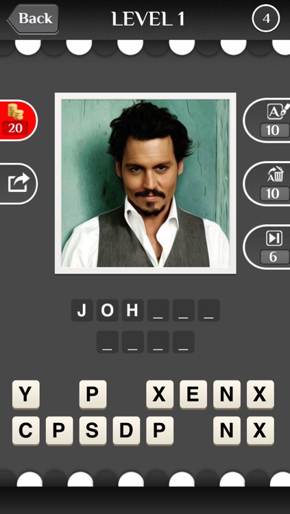 Celebrity Guess (guessing the celebrities quiz games). Cool new puzzle trivia word game with awesome images of the most popular TV icons and movie stars. Have fun predicting the famous celeb, talented musician, iconic athlete and sports icon. Free screenshot-3
