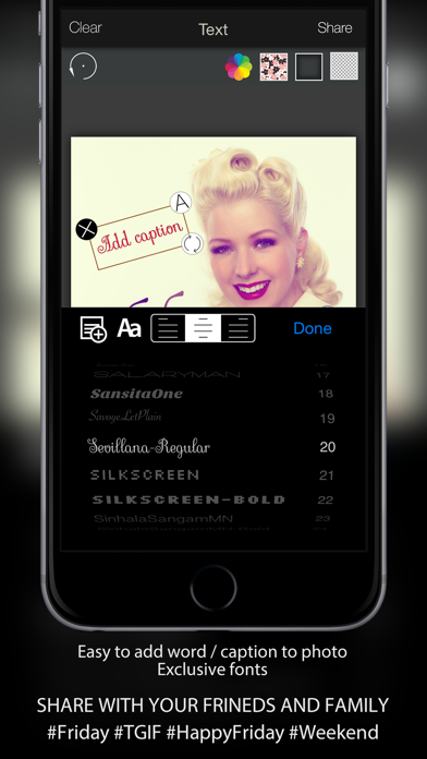Friday Candy : Best Happy Friday & Weekend Camera - Add sticker and frame over image iPhone screenshot