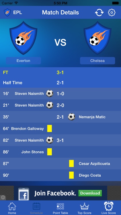 Great Live Score App - "Premier League 2015-16 version"