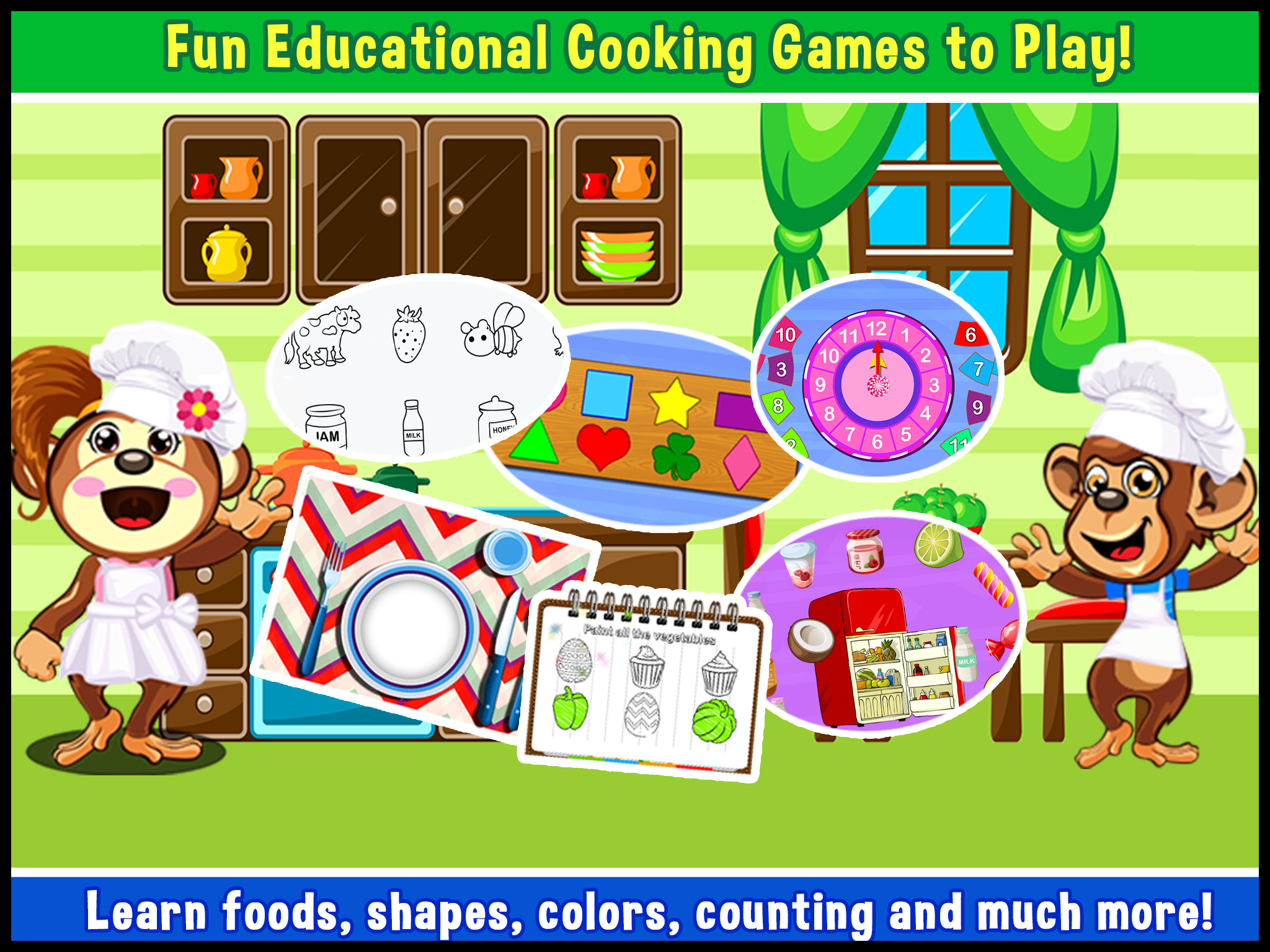 Preschool Educational Zoo Kitchen Games for Toddler | play children mini shape & alphabet learning puzzles for kids